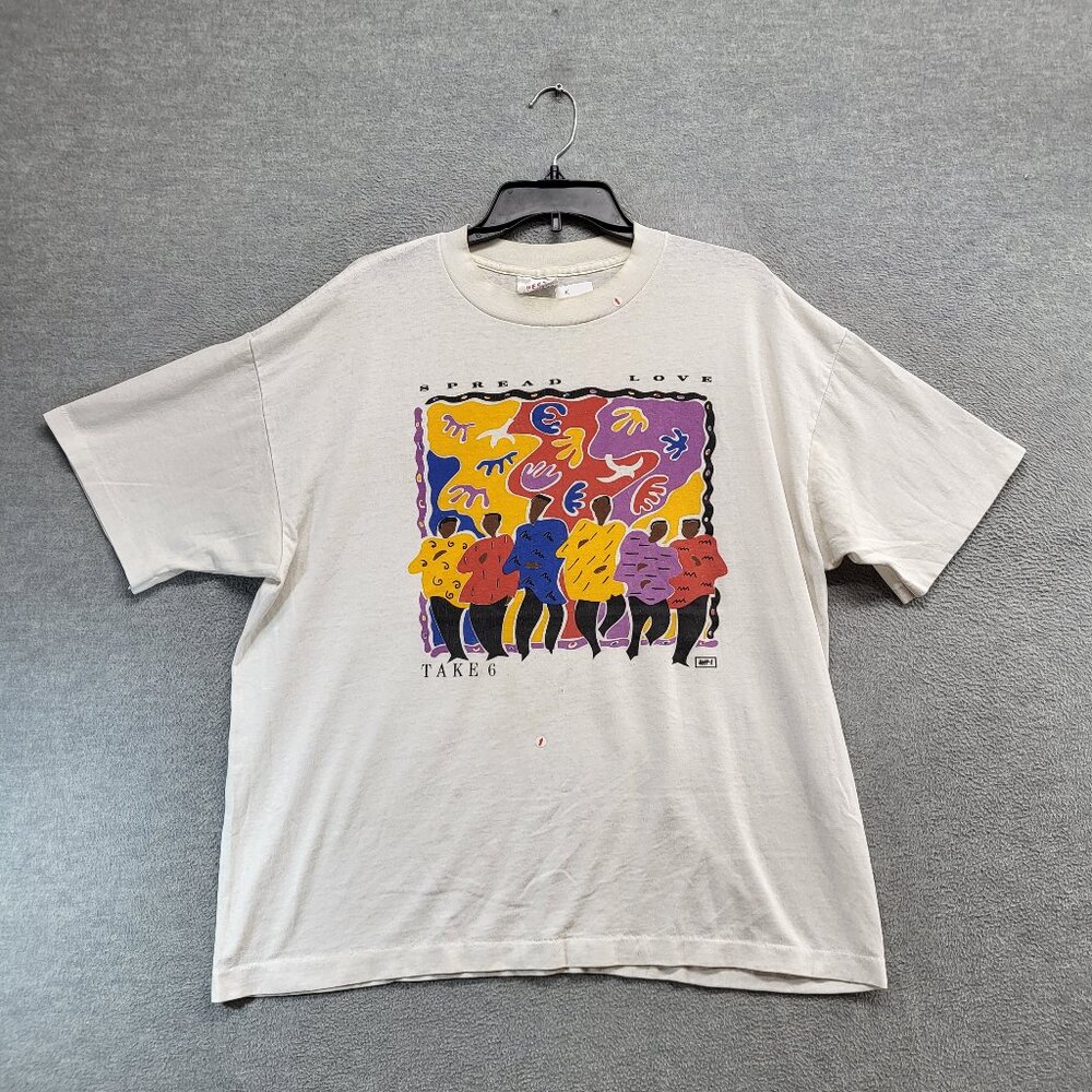 VINTAGE Take 6 Men Shirt 2XL White Spread Love Cappella Gospel Tee READ